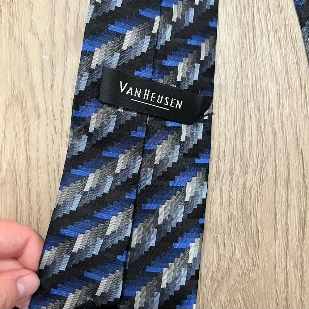 Van Heusen Blue and Black Silk Tie Bundle
